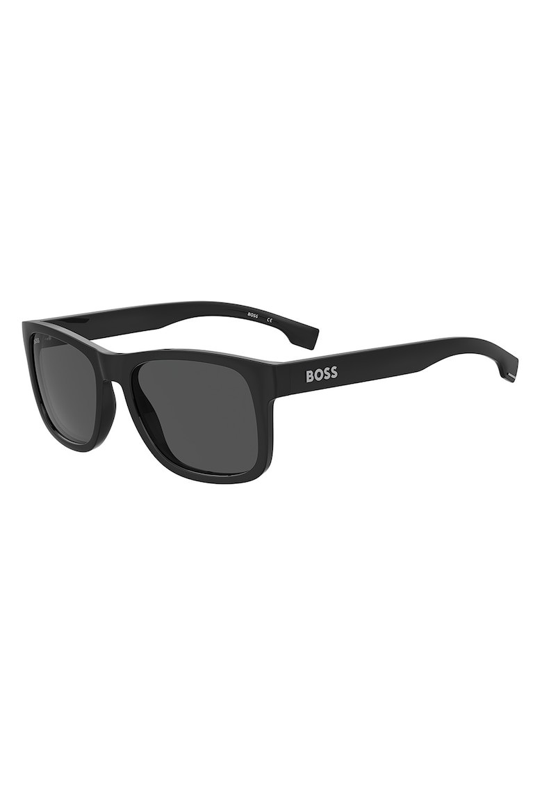 Ochelari de soare dreptunghiulari cu logo - Negru