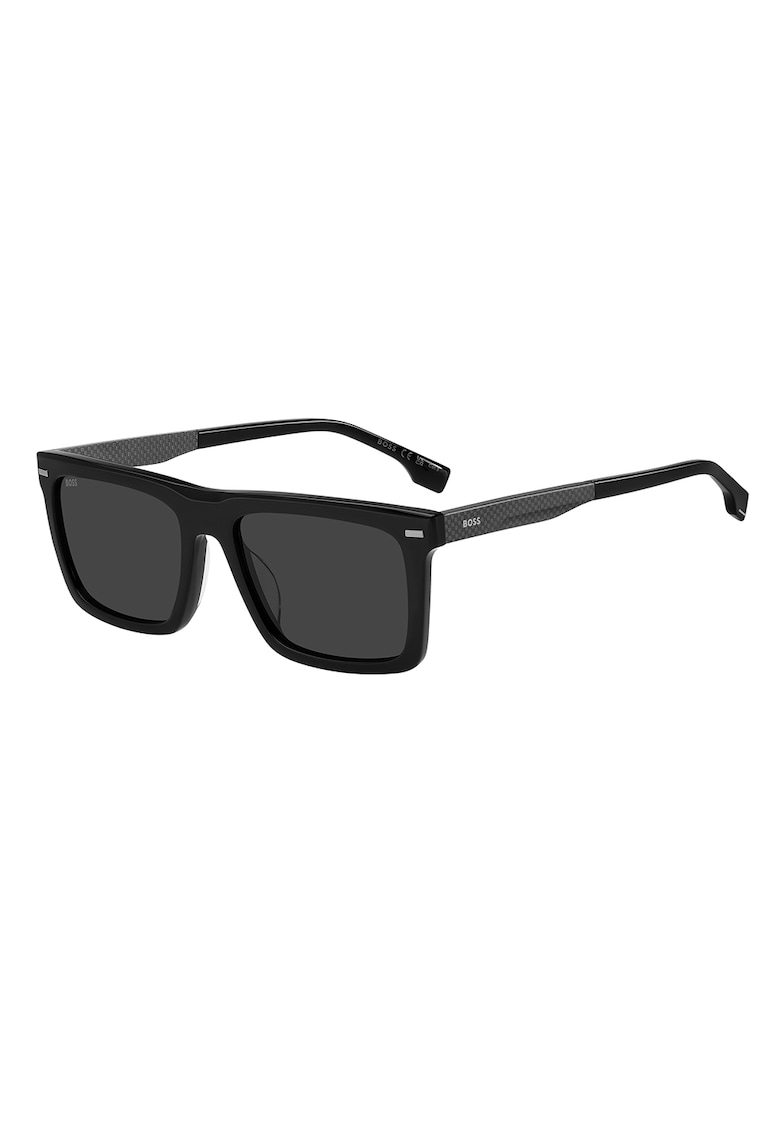 Ochelari de soare patrati cu logo - Negru