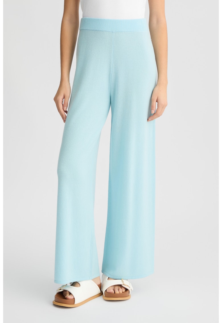 Pantaloni de lana si casmir cu talie inalta