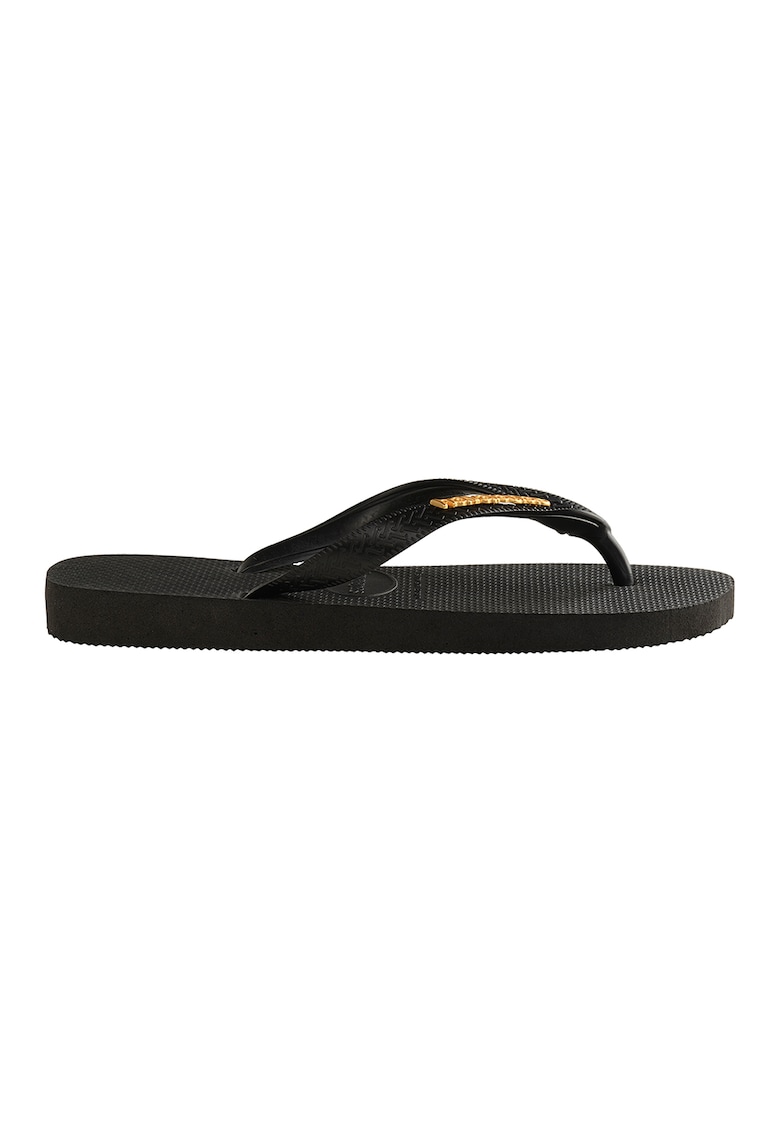 Papuci flip-flop cu logo contrastant - Negru