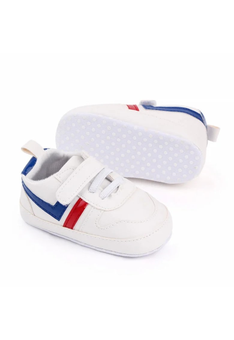 Pantofi Sport Cu Sireturi Din Elastic - Casual - Piele ecologica - Baieti - Alb - Rosu - Albastru