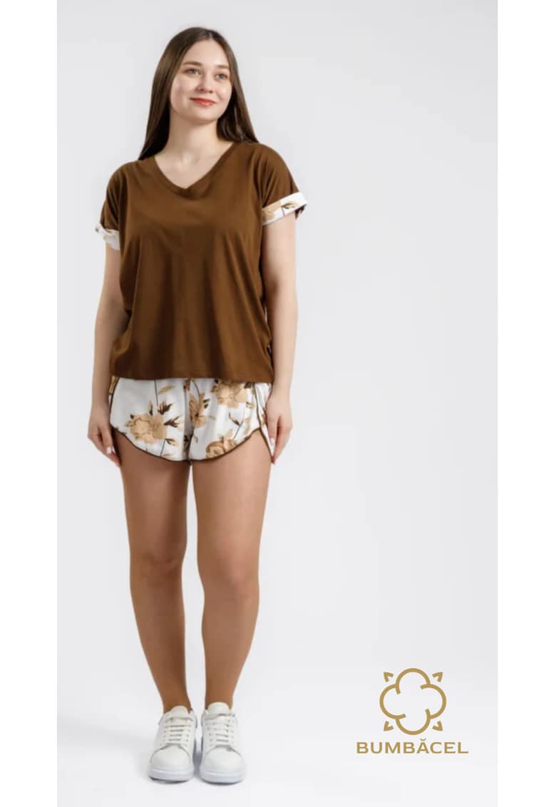 Pijama cu maneca scurta pentru dame si cu pantaloni scurti Pijama cu maneca scurta pentru dame si cu pantaloni scurti