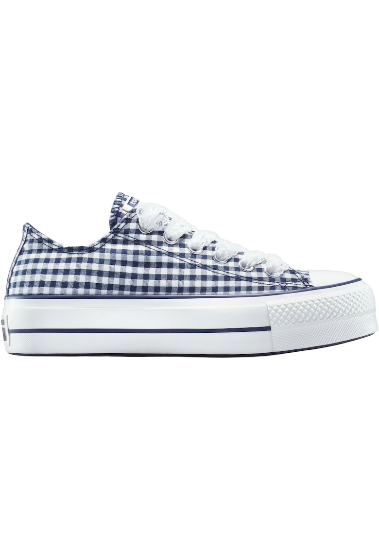 Tenisi Chuck Taylor All Star cu platforma si carouri - Albastru