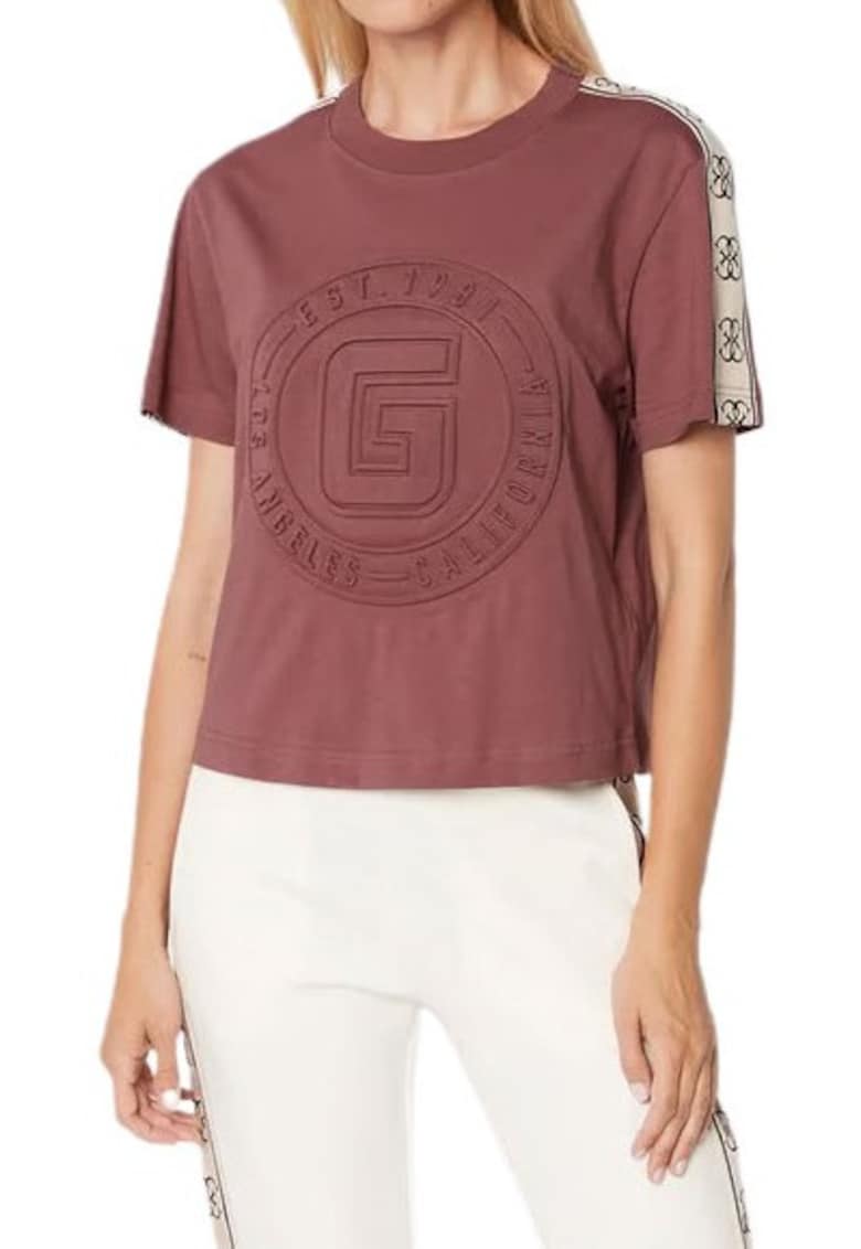 Guess Tricou dama Bumbac - Visiniu - Visiniu