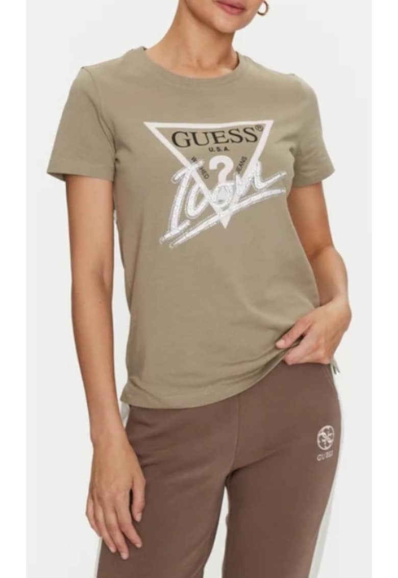 Guess Tricou dama Bumbac - Verde - Verde