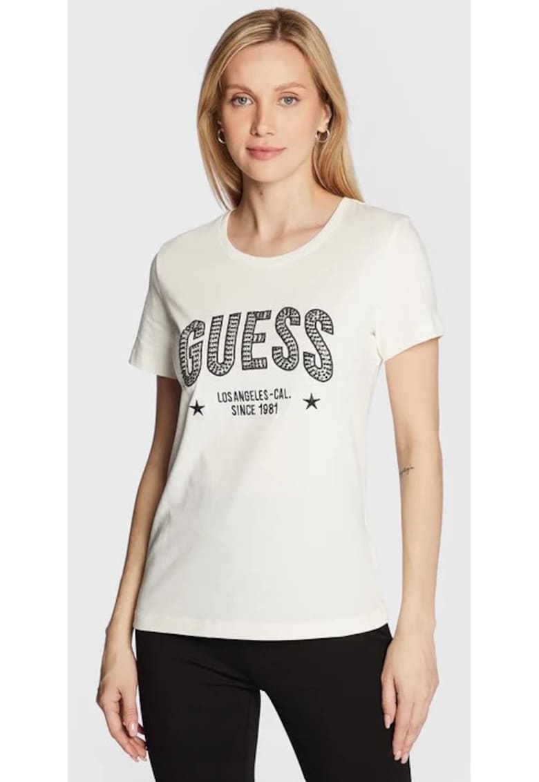 Guess Tricou dama Bumbac - Alb -