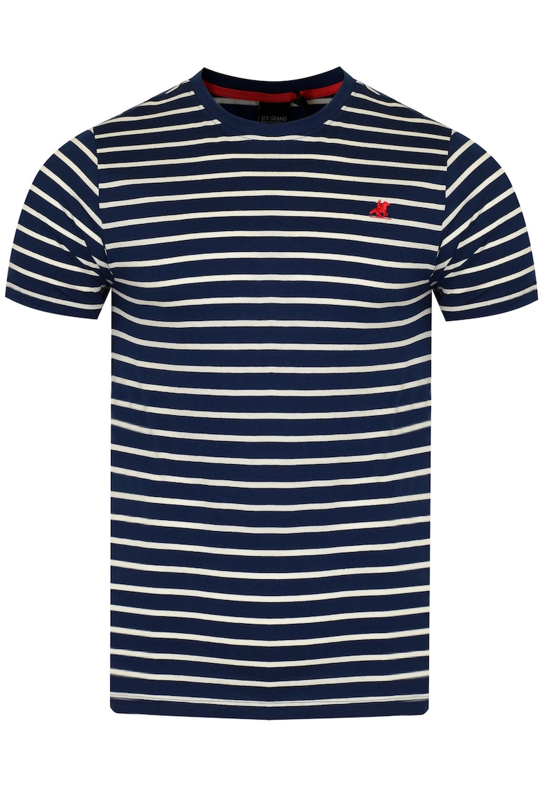 Tricou barbat - U.S. GRAND POLO - bleumarin/alb - bumbac
