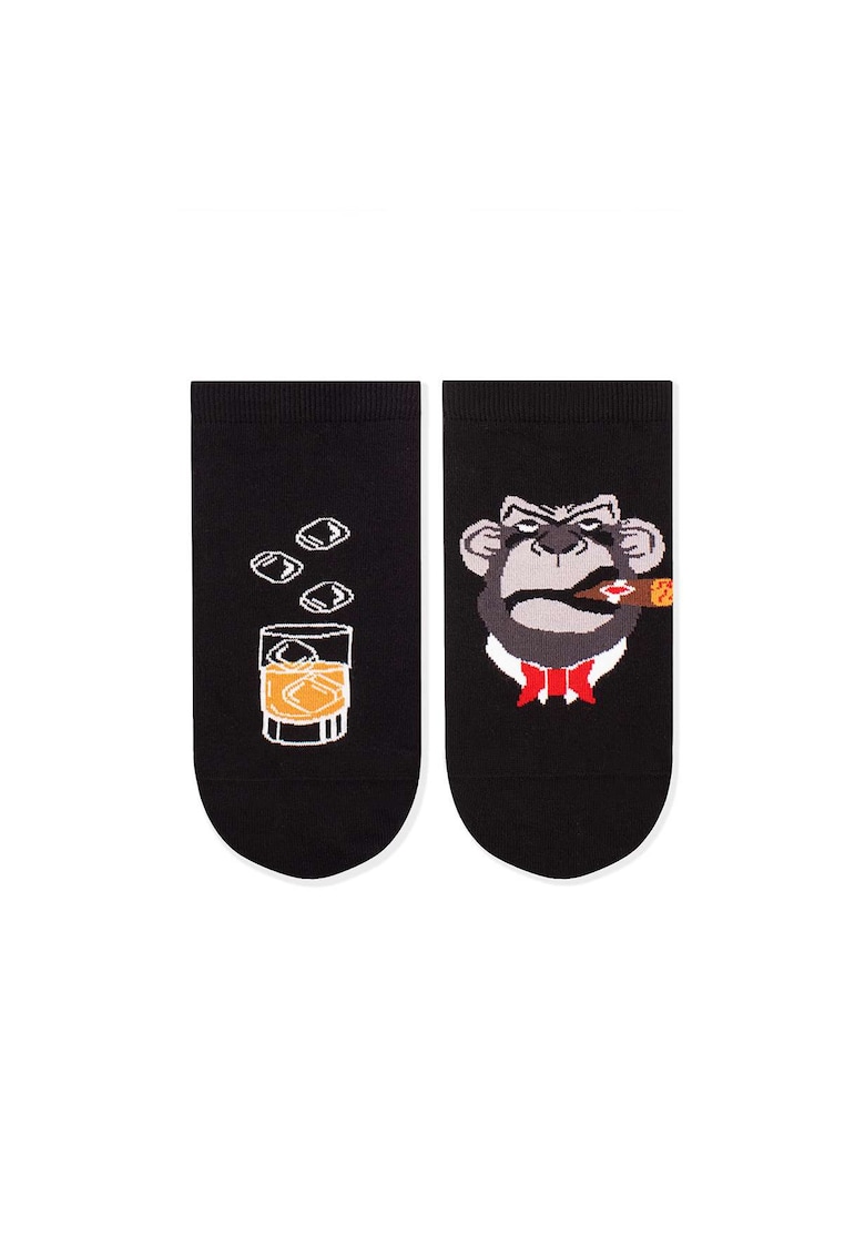 Sosete scurte bumbac Arty Socks Don Maimuta - Negru