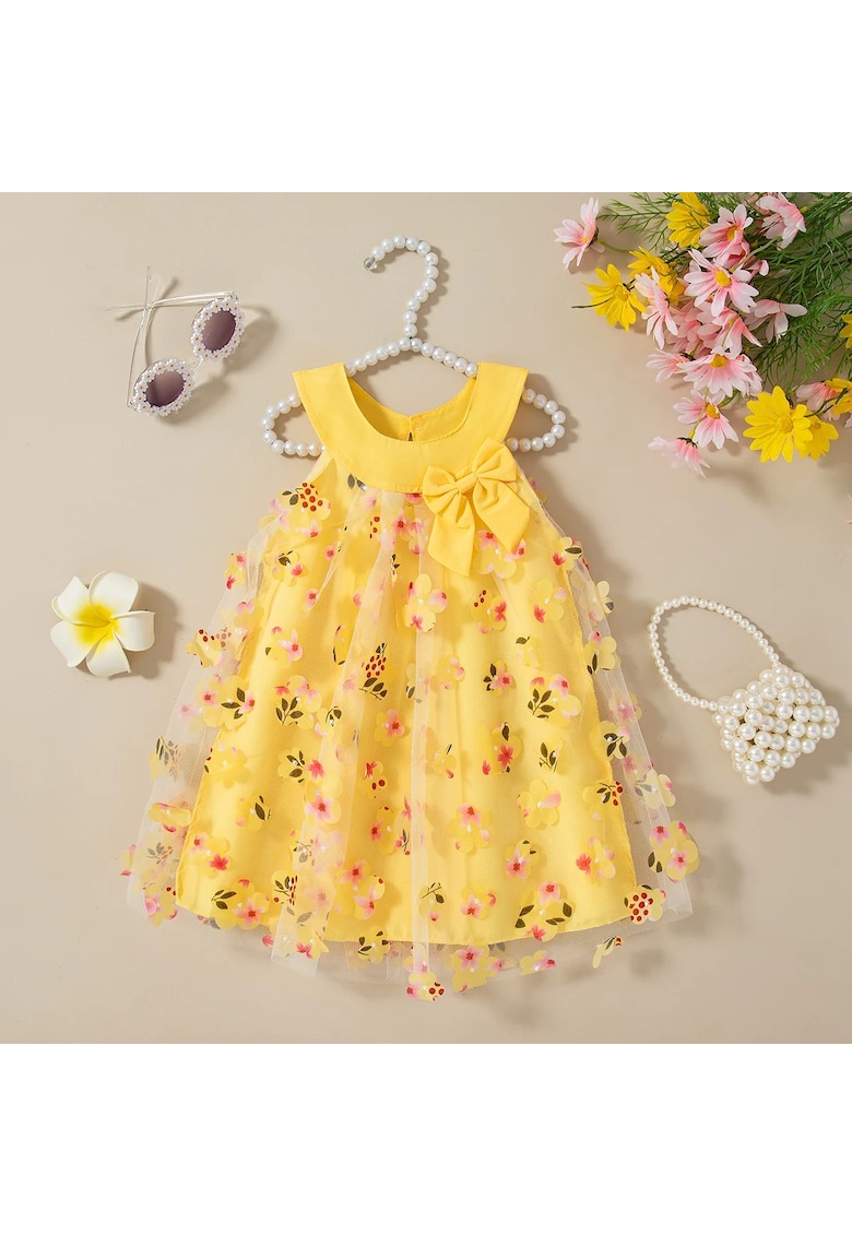 Rochie Fetite cu Floricele Valeria - Galben