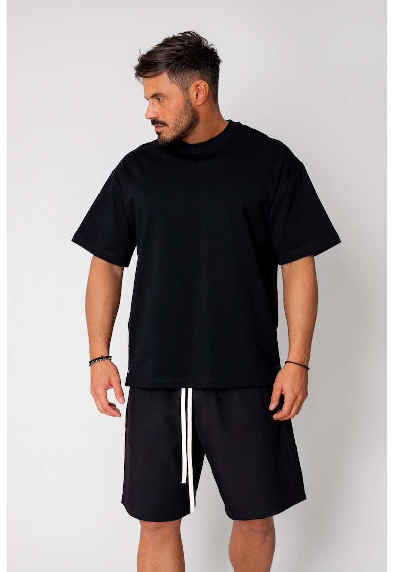 Tricou Oversized cu capse Black 16071