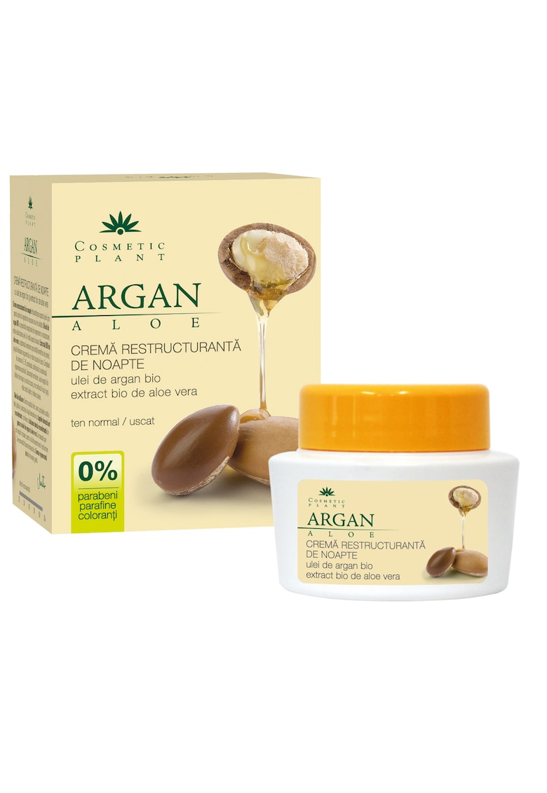 Crema restructuranta de noapte  cu ulei de argan bio si extract bio de aloe vera - 50 ml