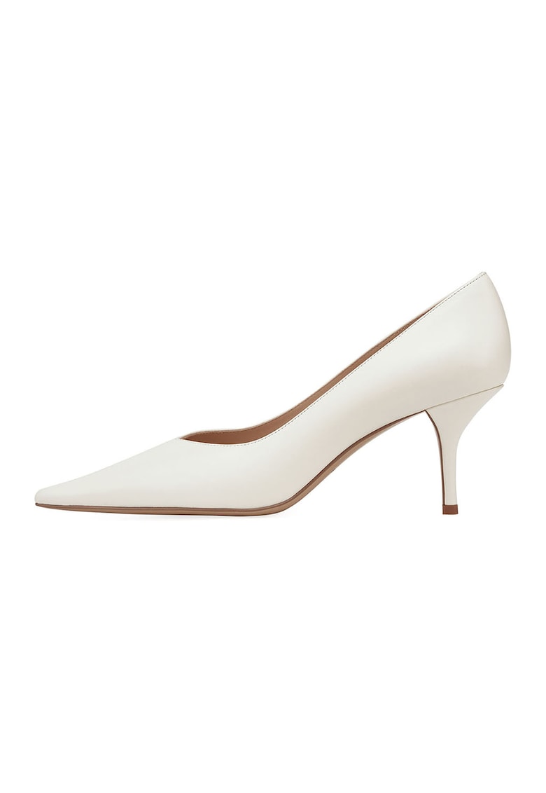 Pantofi de piele cu varf ascutit - Alb fildes