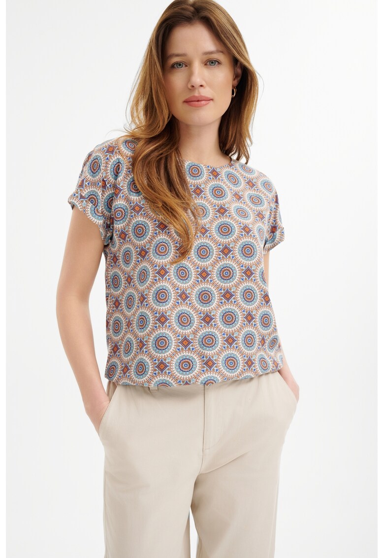 Tricou cu imprimeu - Alb/Portocaliu/Albastru