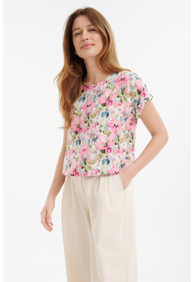 Tricou cu imprimeu - Alb/Verde/Roz