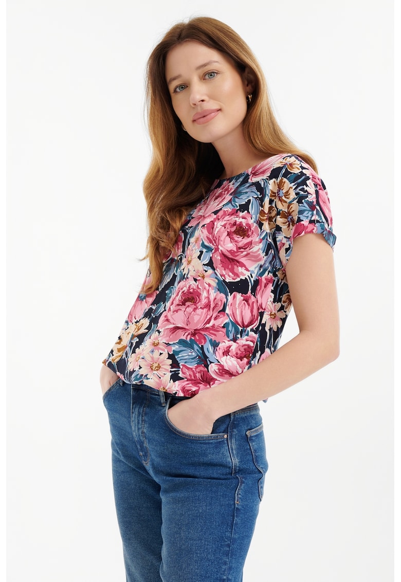 Tricou cu imprimeu - Bej/Roz/Albastru