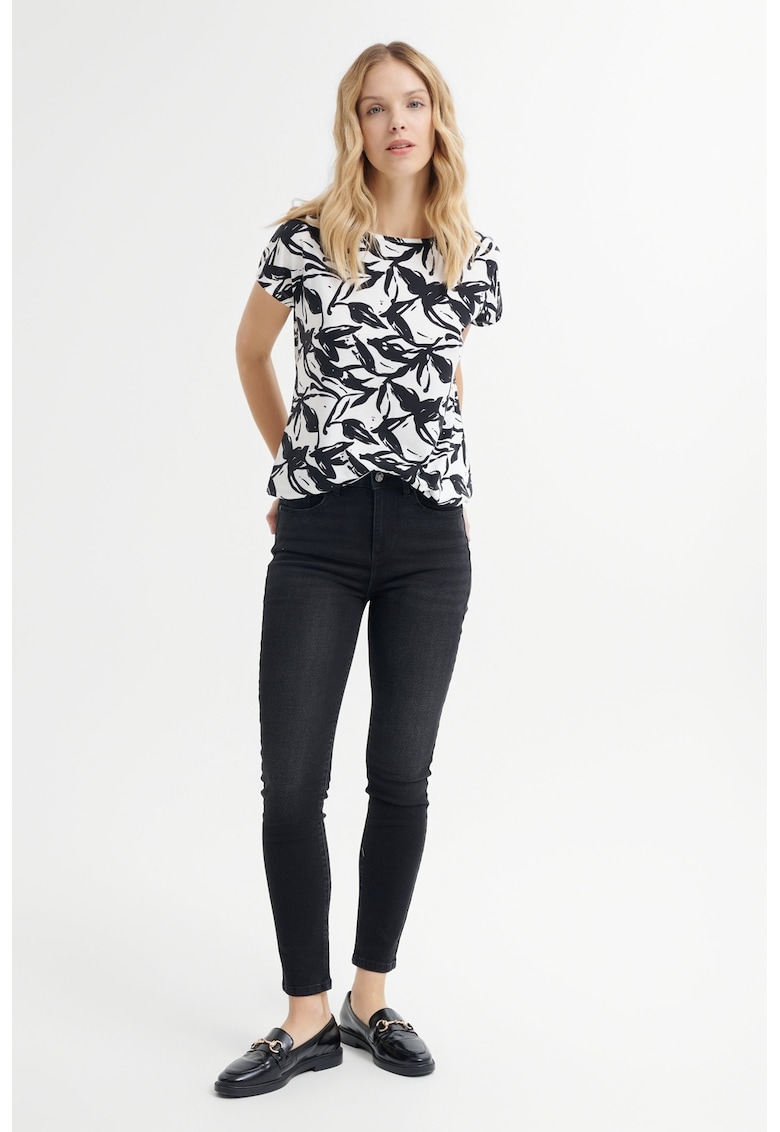 Blugi crop cu croiala skinny - Negru stins