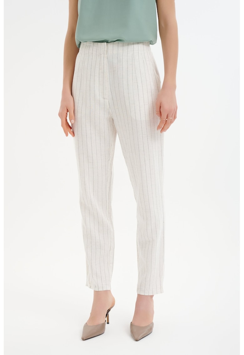 Pantaloni din amestec de bumbac cu talie inalta Pantaloni din amestec de bumbac cu talie inalta