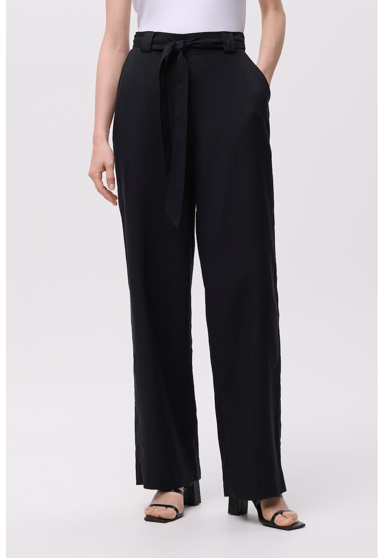 Pantaloni drepti cu cordon in talie