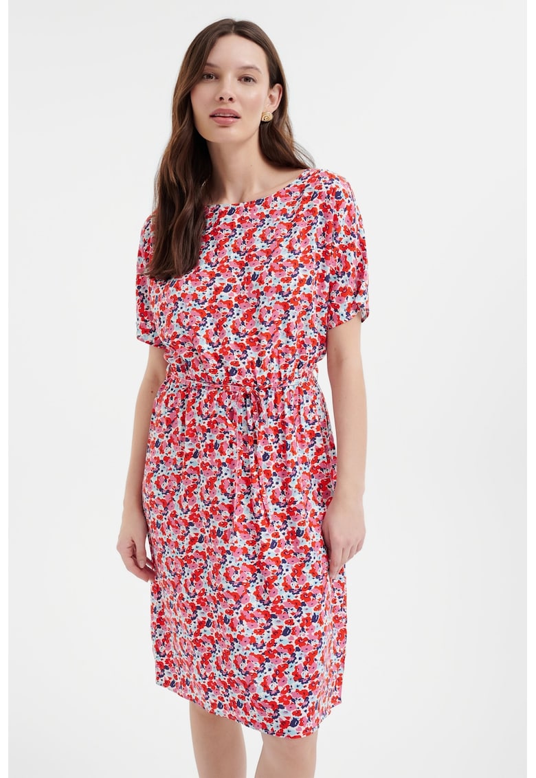 Rochie cu cordon in talie si model floral