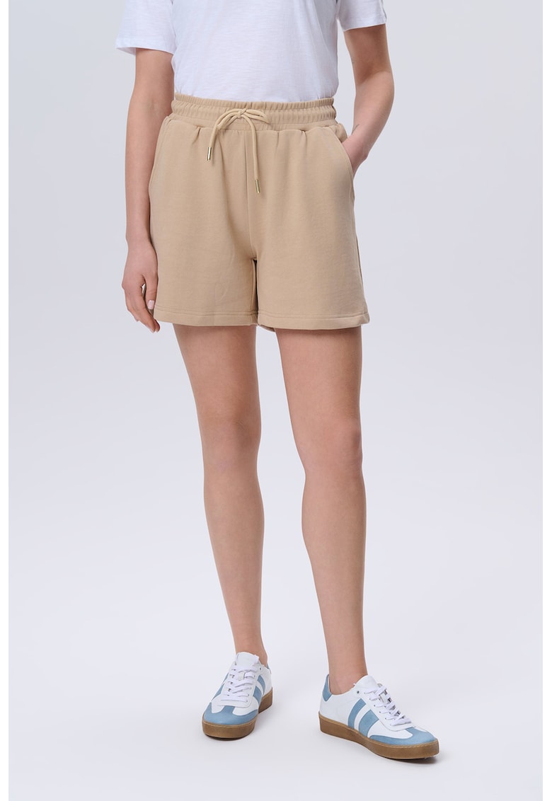 Pantaloni scurti cu snur si talie inalta