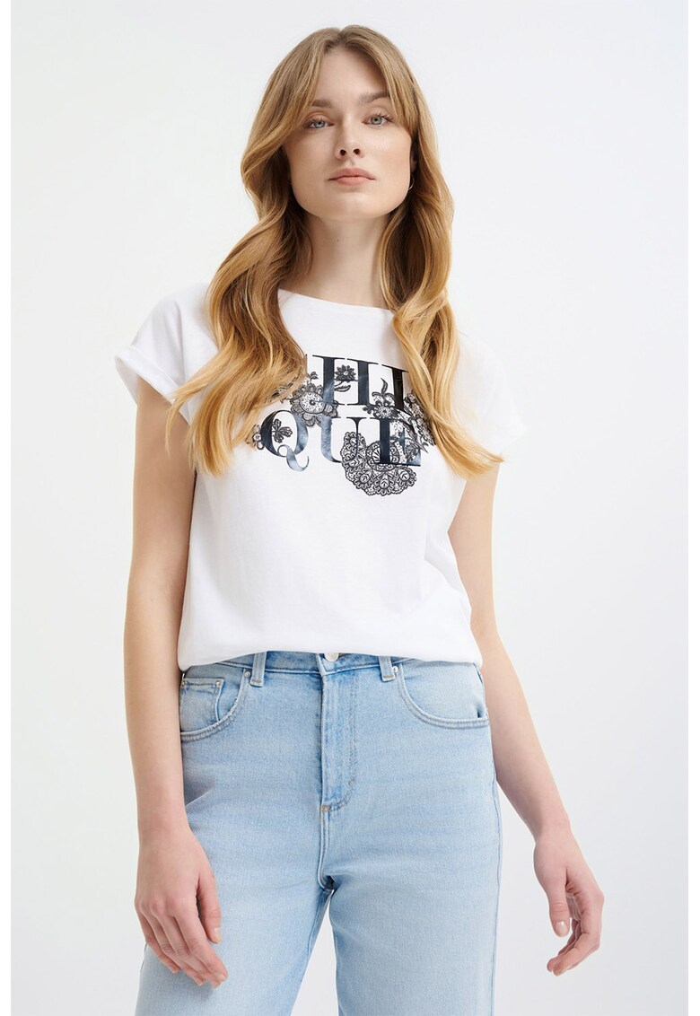 Tricou cu imprimeu - Negru stins/Alb optic