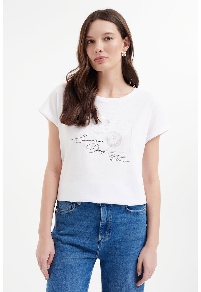 Tricou cu decolteu rotund si imprimeu