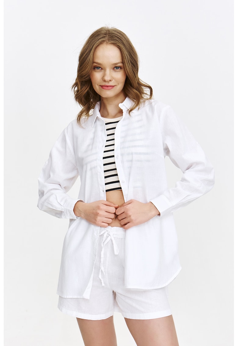 Camasa din amestec de in cu mansete cu nasturi