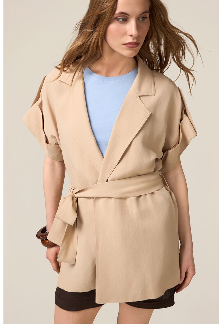 Cardigan petrecut cu cordon in talie Cardigan petrecut cu cordon in talie