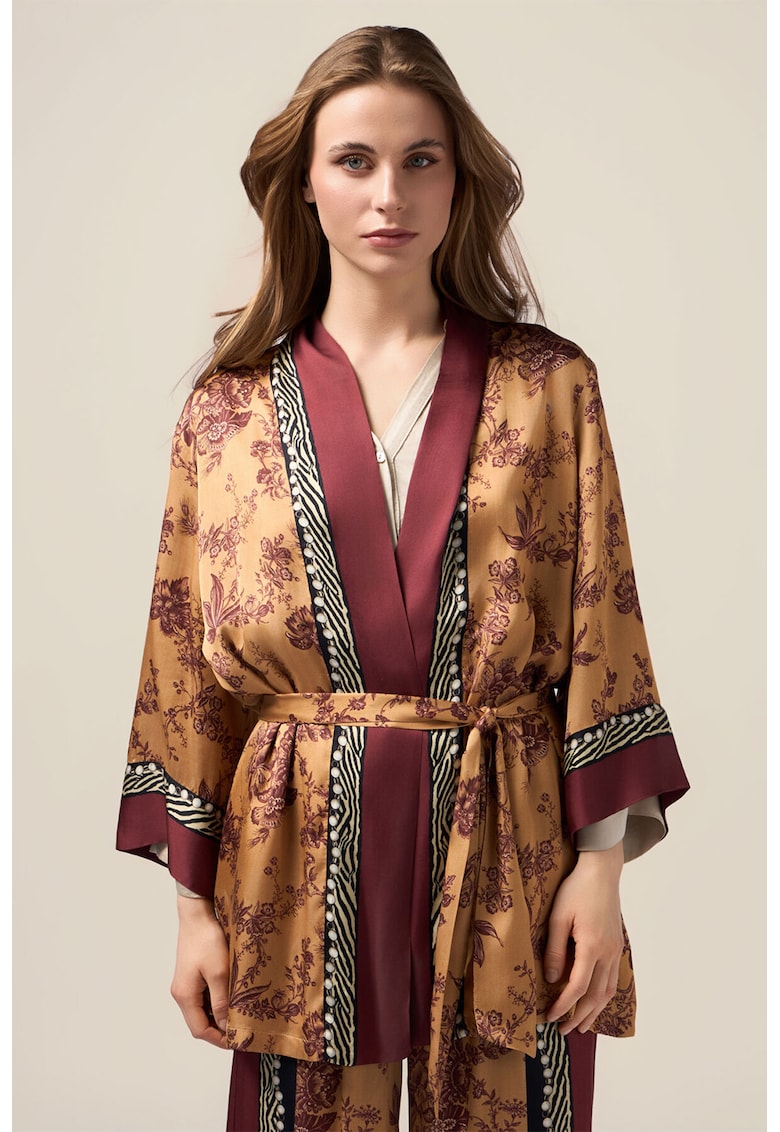 Chimono cu imprimeu si cordon Chimono cu imprimeu si cordon