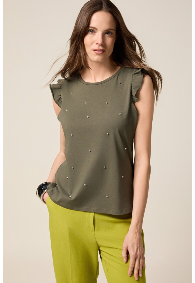 Bluza cu maneci cu volane si aplicatii de strasuri