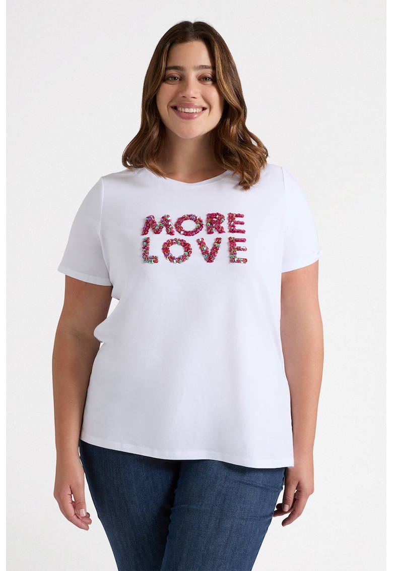 Tricou din amestec de bumbac cu model cu paiete