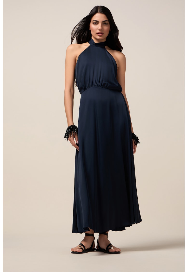 Rochie de satin cu decolteu halter