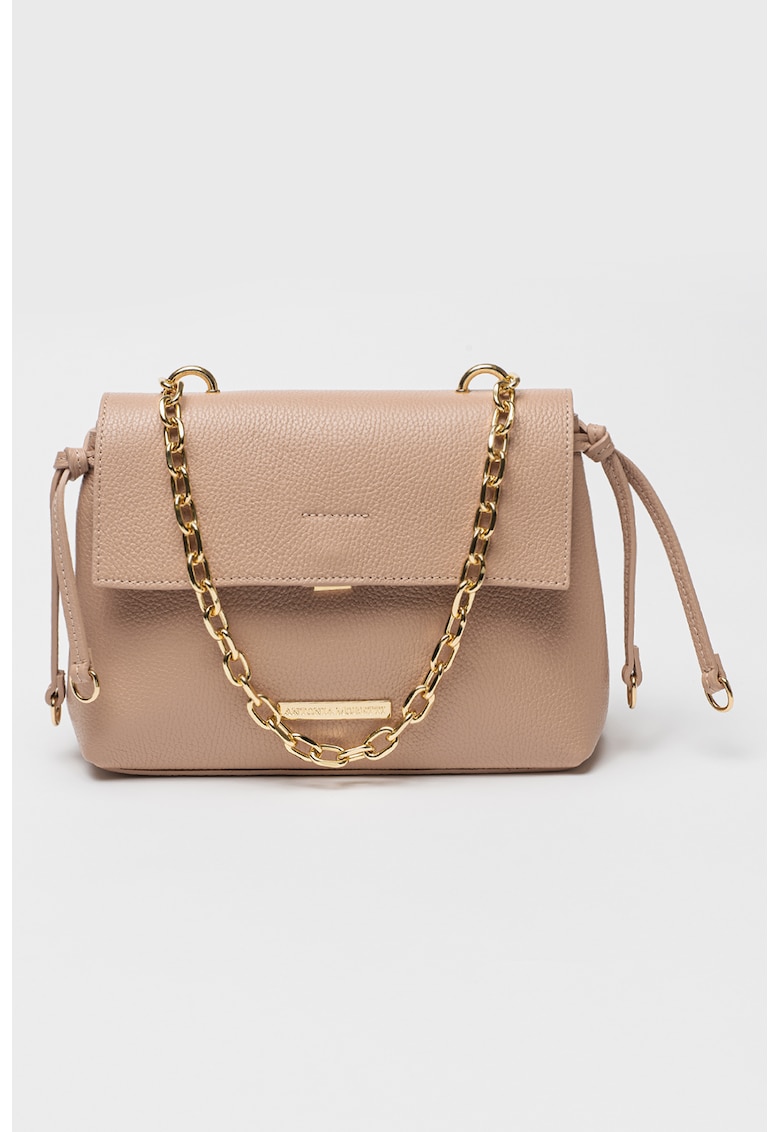 Geanta din piele cu bareta de umar din lant