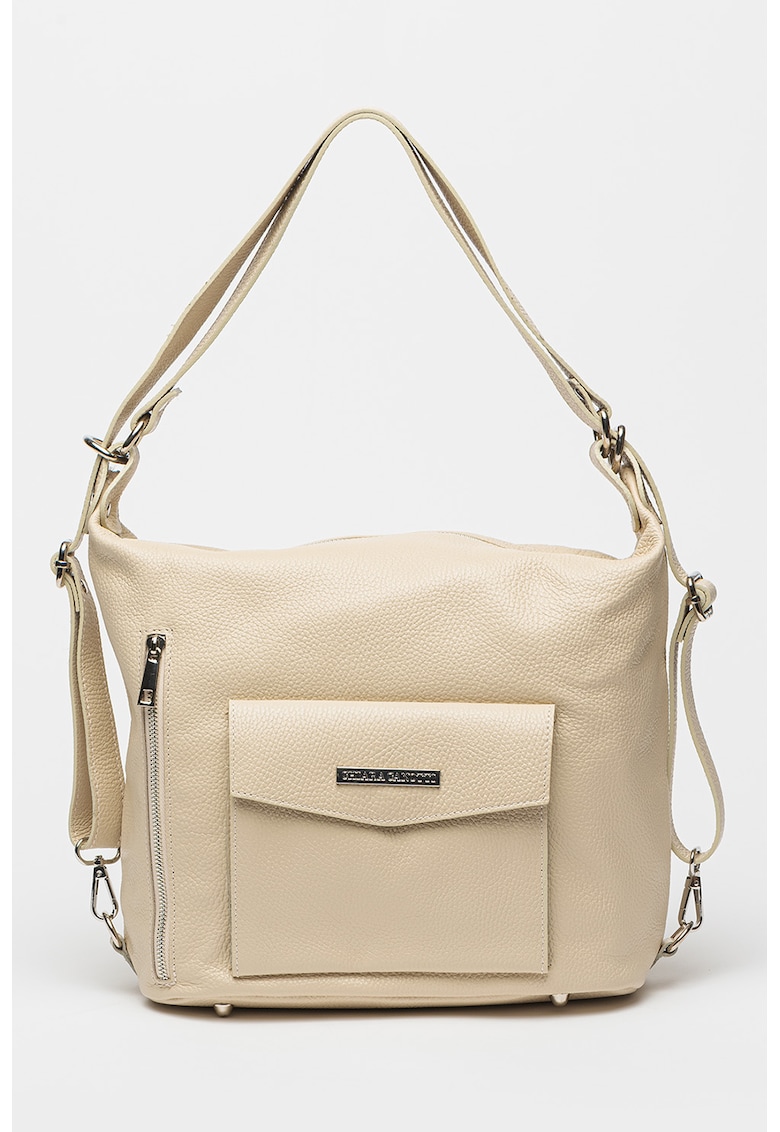 Geanta de piele cu bareta de umar - convertibila in rucsac