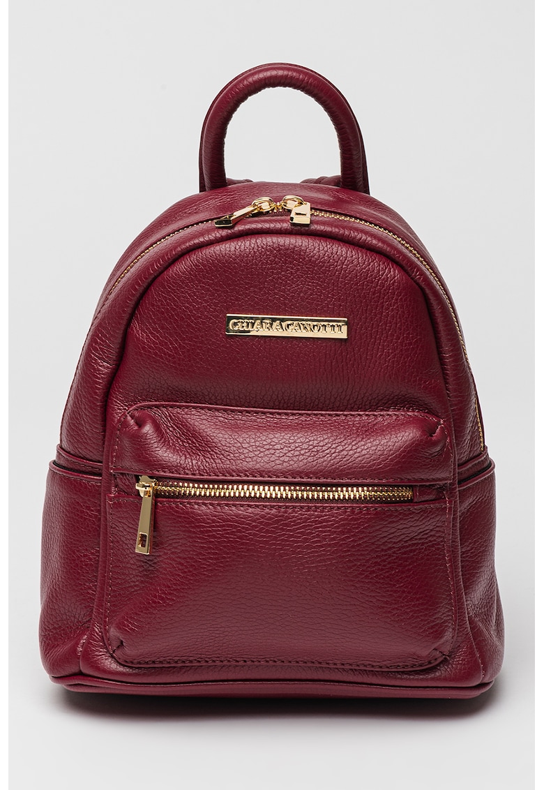 Rucsac de piele cu buzunar frontal cu fermoar