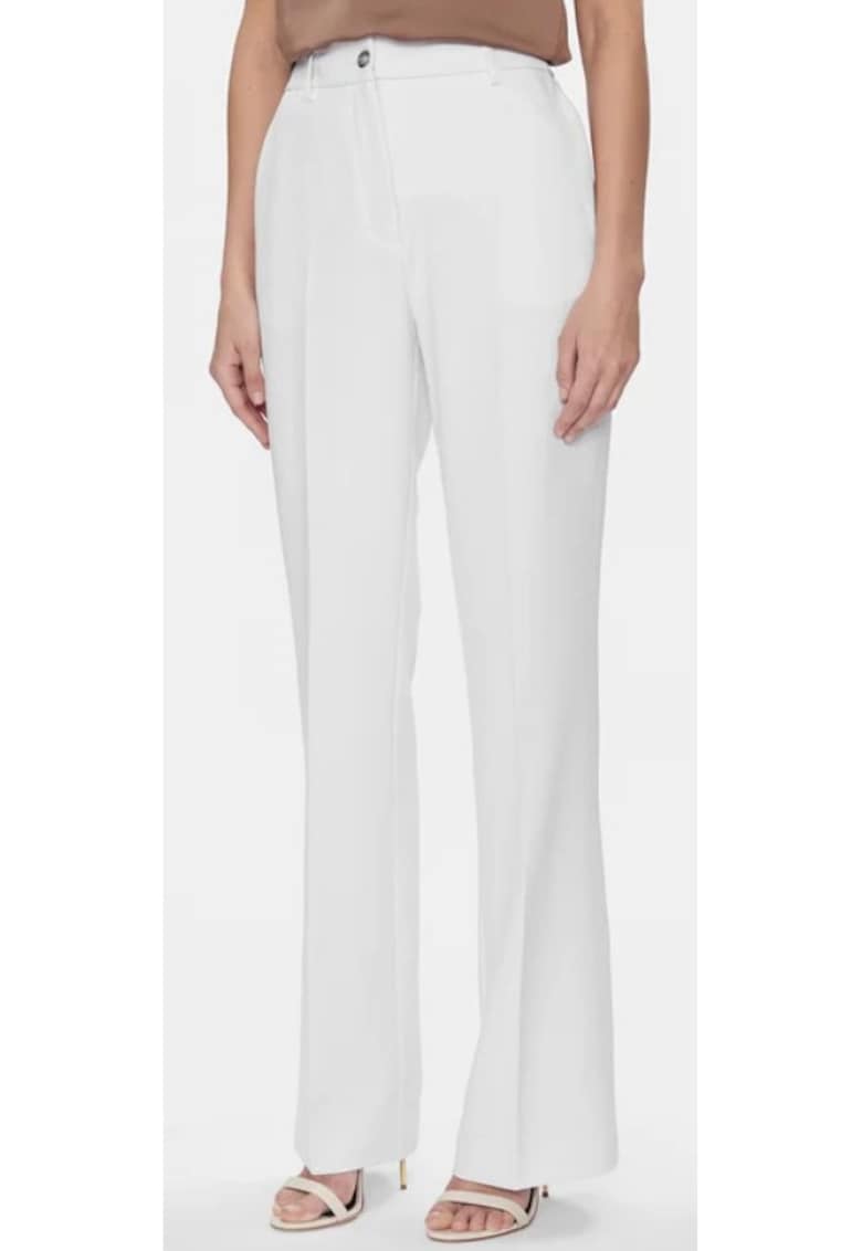 Pantaloni pentru femei - material sintetic - culoare albă - Alb