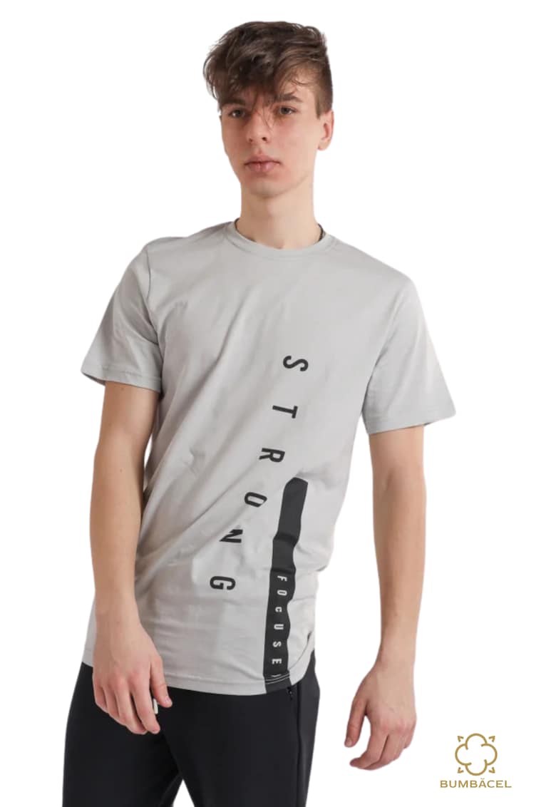 Tricou pentru barbati cu imprimeu si maneca scurta - 65998 - Gri