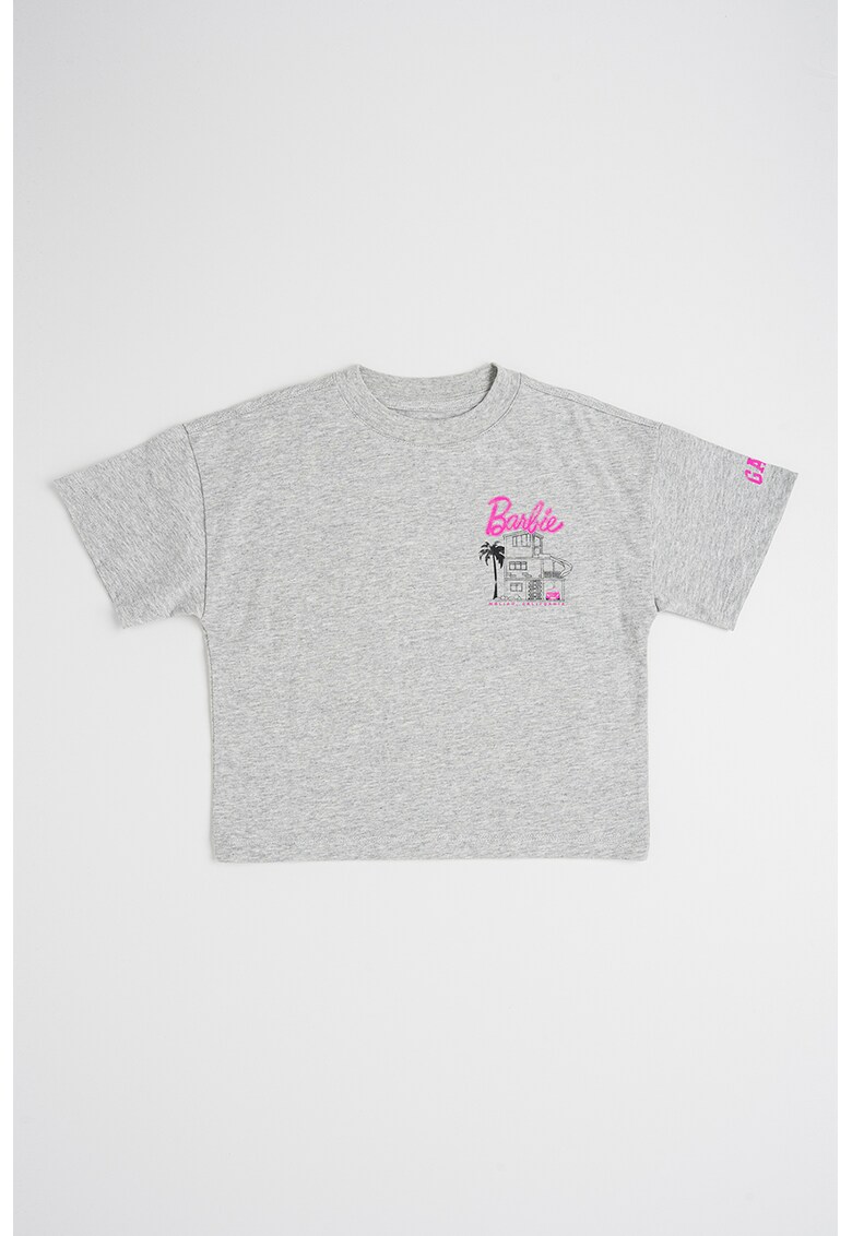 Tricou supradimensionat cu imprimeu Barbie - Roz deschis/Gri melange