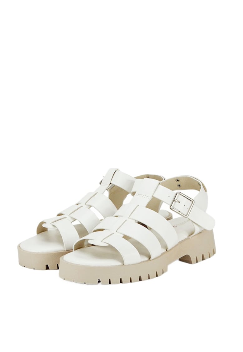 Sandale albe cu talpa groasa 5884 128 14875