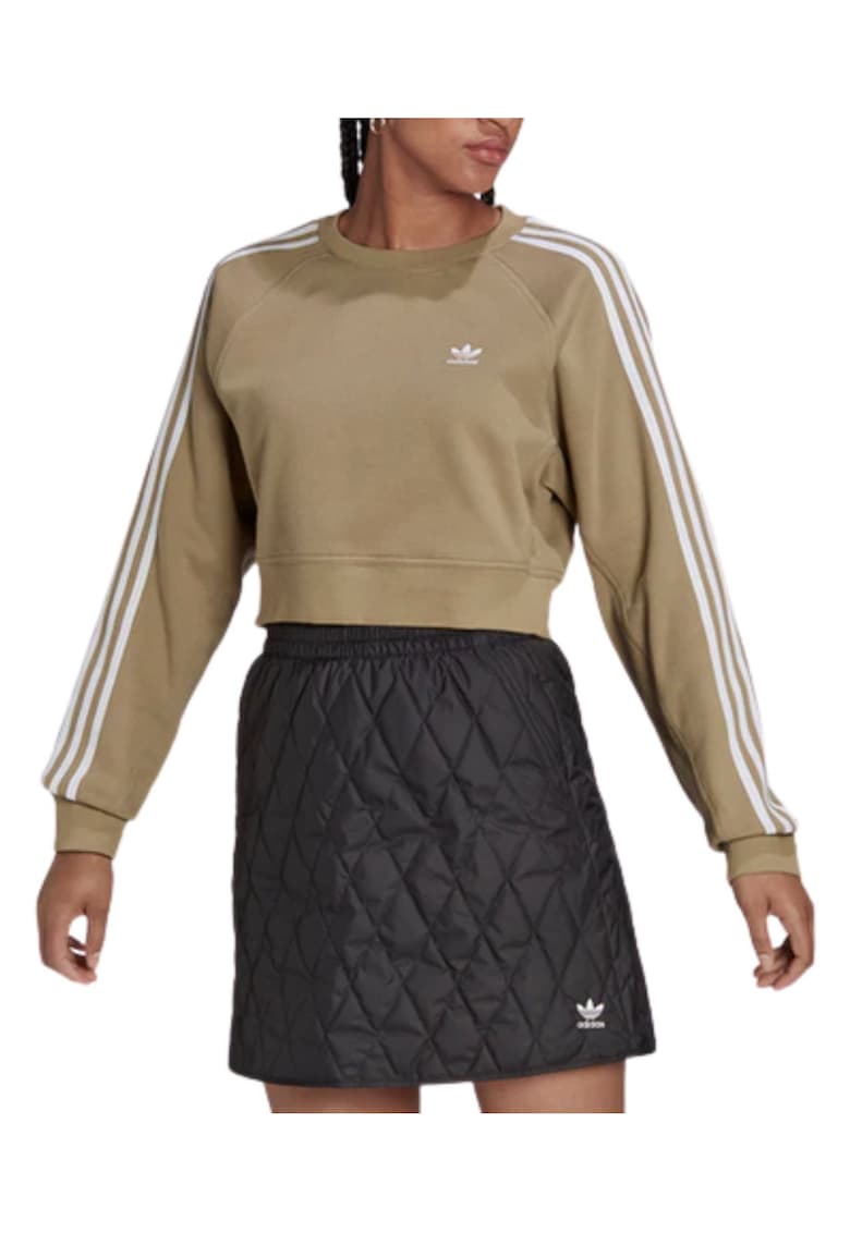 Hanorac sport model cropped - kaki - 100% bumbac - broderie - dungi -