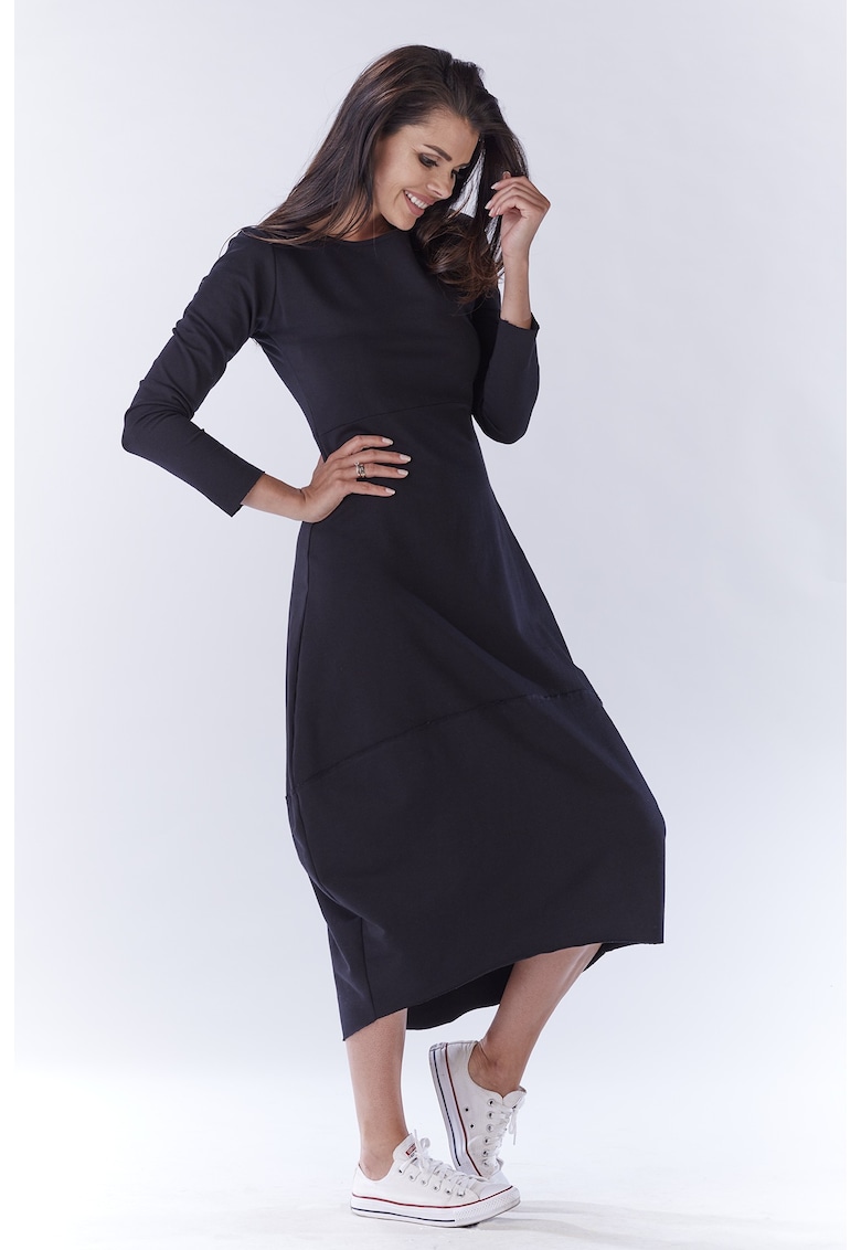 Rochie maneca lunga - Bumbac - Gri