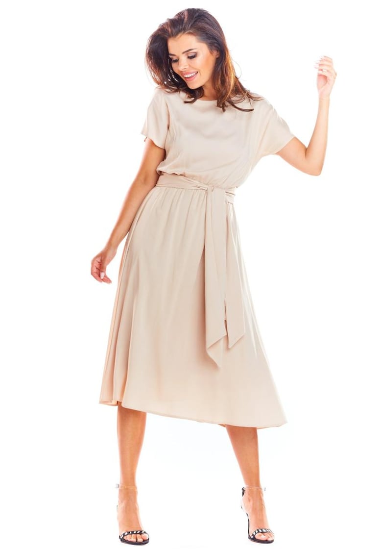 Midi Rochie Maneca scurta - Viscoza Galben A296