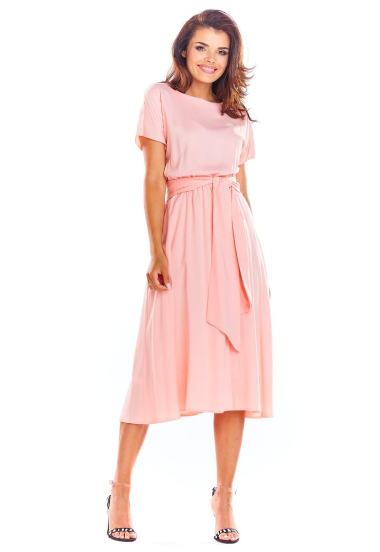 Midi Rochie Maneca scurta - Viscoza Galben A296