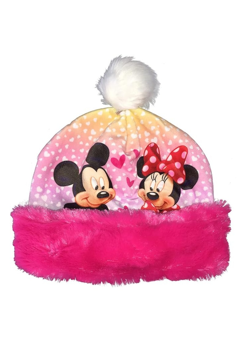 Caciula copii  Minnie Mouse - roz - 100% poliester - calduroasa - cu pompon