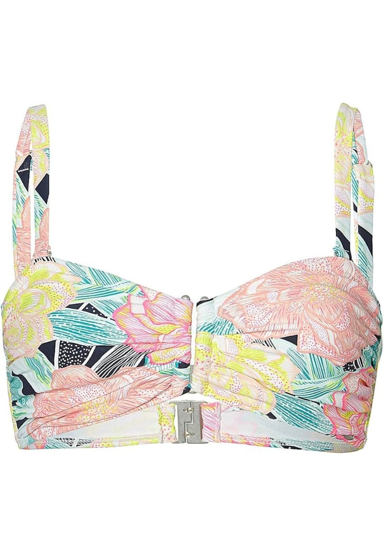 Bustiera de baie  model cu flori - multicolor - L - cu bretele reglabile