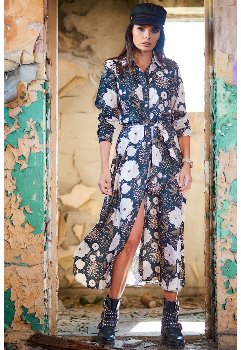 Lunga Rochie Floral Maneca lunga Print A324 Lunga Rochie Floral Maneca lunga Print A324