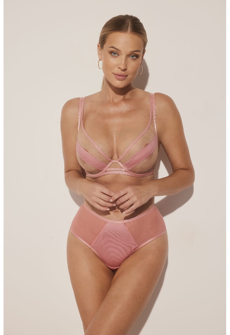 Sutien fara burete din plasa cu aspect semitransparent Lou