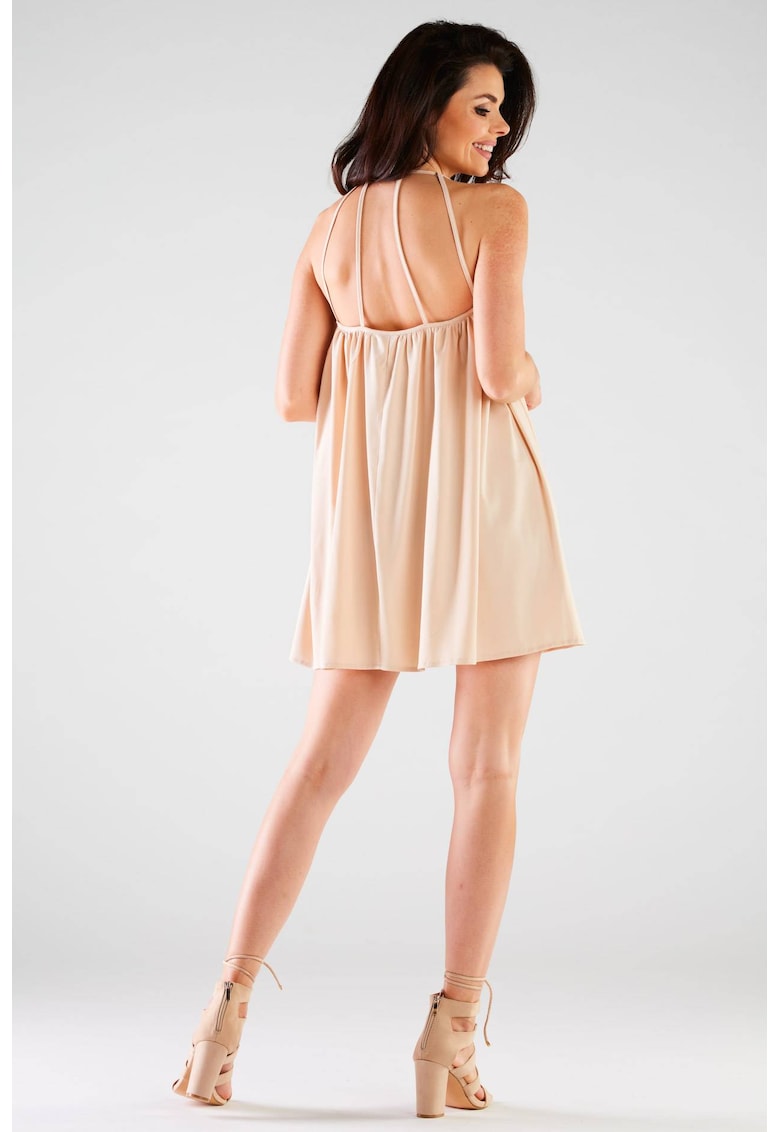 Scurta Rochie Fara maneca Rotound Galben A427