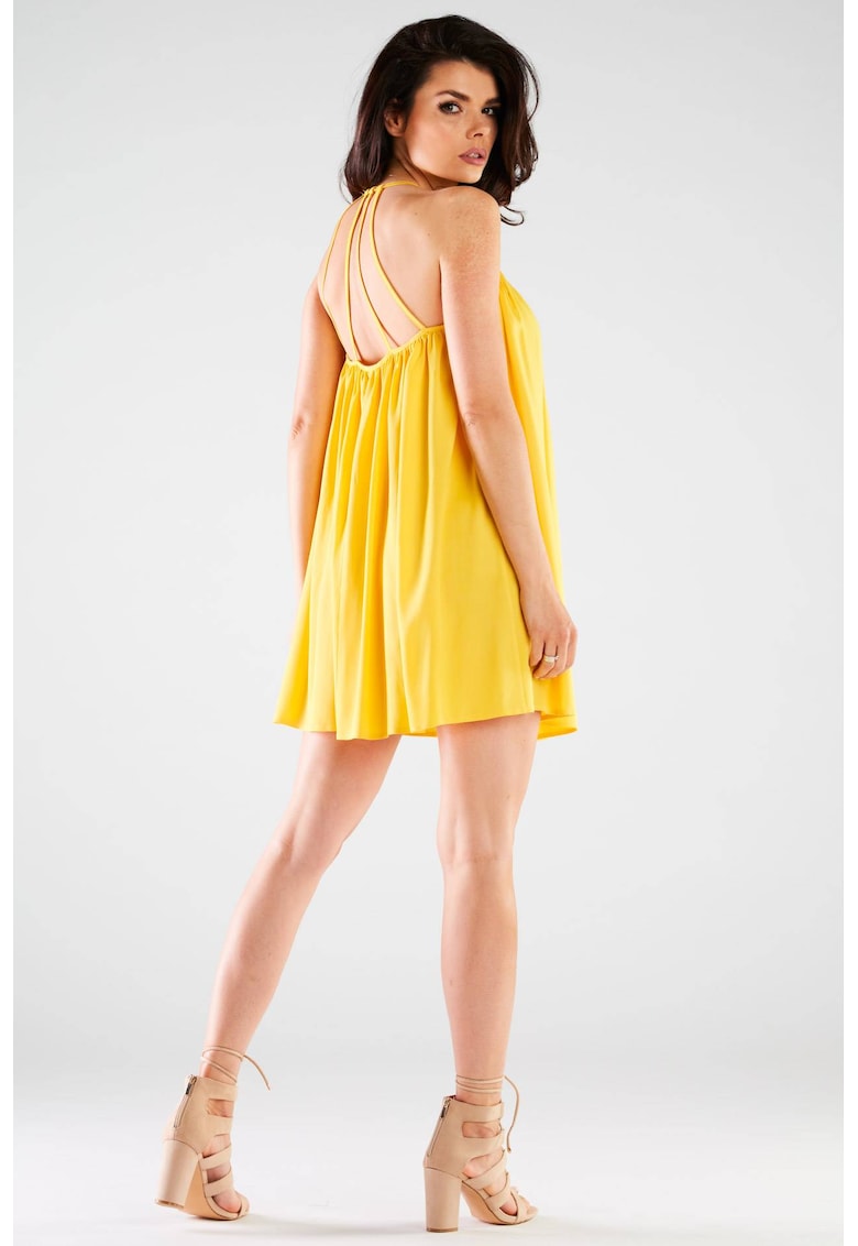 Scurta Rochie Fara maneca Rotound Galben A427 Scurta Rochie Fara maneca Rotound Galben A427