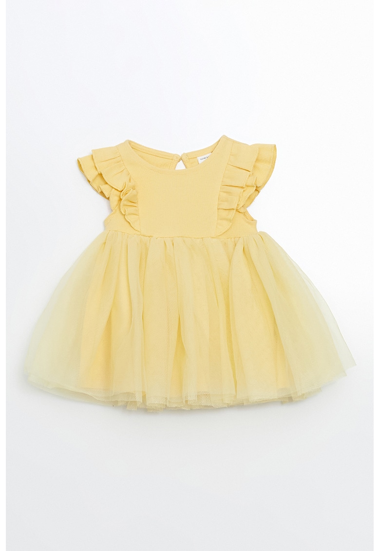 Rochie din tul cu maneci scurte cu volane